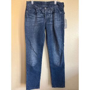7 For All Mankind Josefina Skinny Boyfriend Jeans Size 28 Blue Distressed NWT